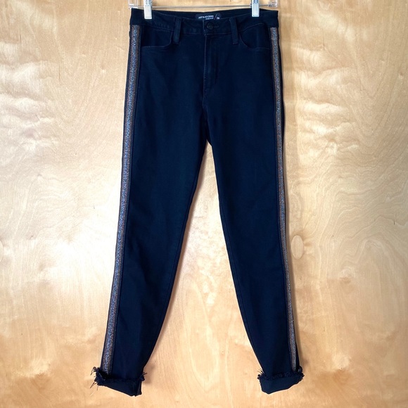 Lulus Cropped Black Glitter Multi Striped Jeans - Picture 6 of 9